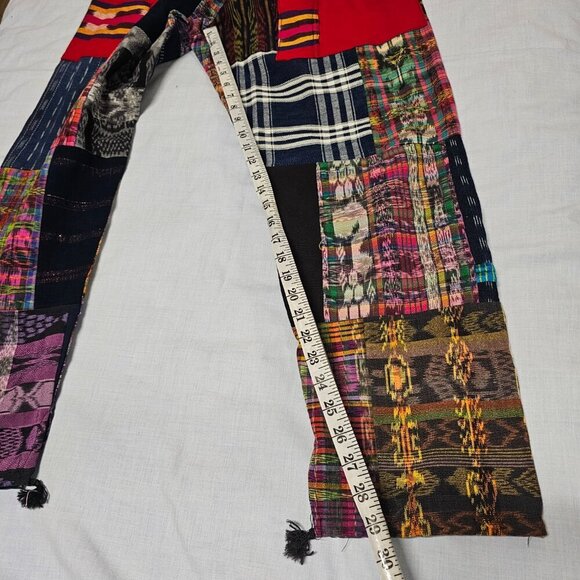 Guatemalan Boho Uniq Multicolor Multipattern Unisex Pants Woven Artsy Embroidery - Picture 11 of 15